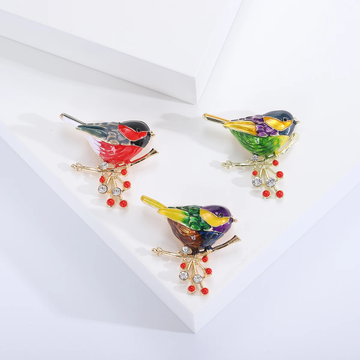 Enamel Branches Bird Brooches for Women Unisex Rhinestone Animal Pins Banquet Party Backpack Gifts Jewelry Accessories image 2