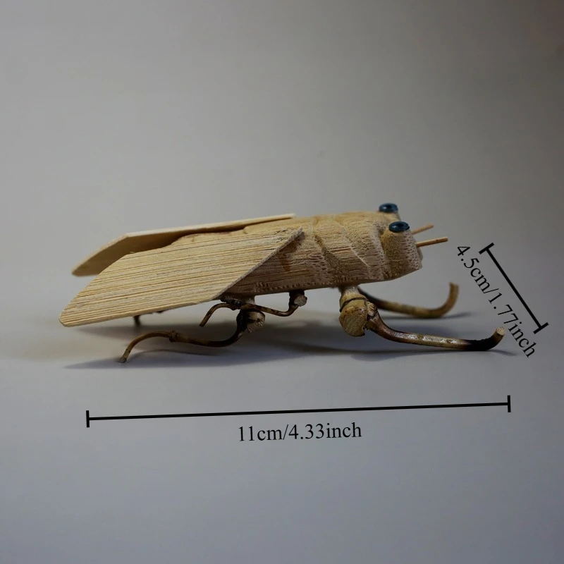 1 PC Bamboo Cicada Model Craft Insect Animal Toy Home Decoration Ornament Handmade Insect Miniature DIY Bonsai Landscape Decor