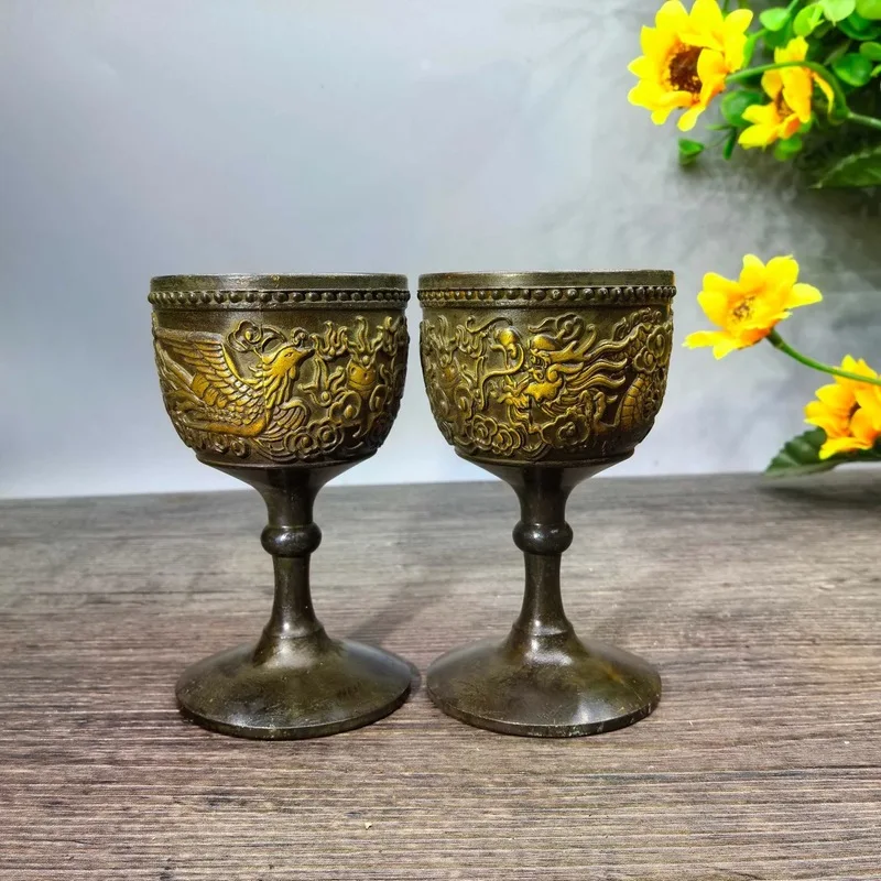 goblet, copper , Chinese-style small wine cup, decorative ornament, souvenir, antique