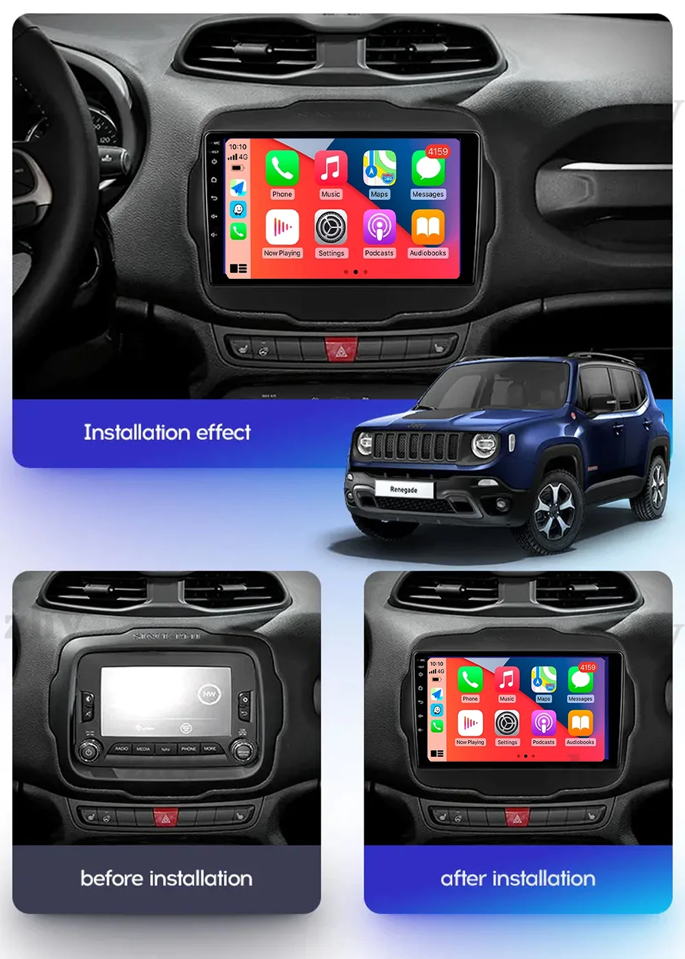 Android 14 Multimedia Player For Jeep Renegade 2016-2020 Carplay Android Auto Car Radio Stereo 4G Wifi 360 camera head unit DVD