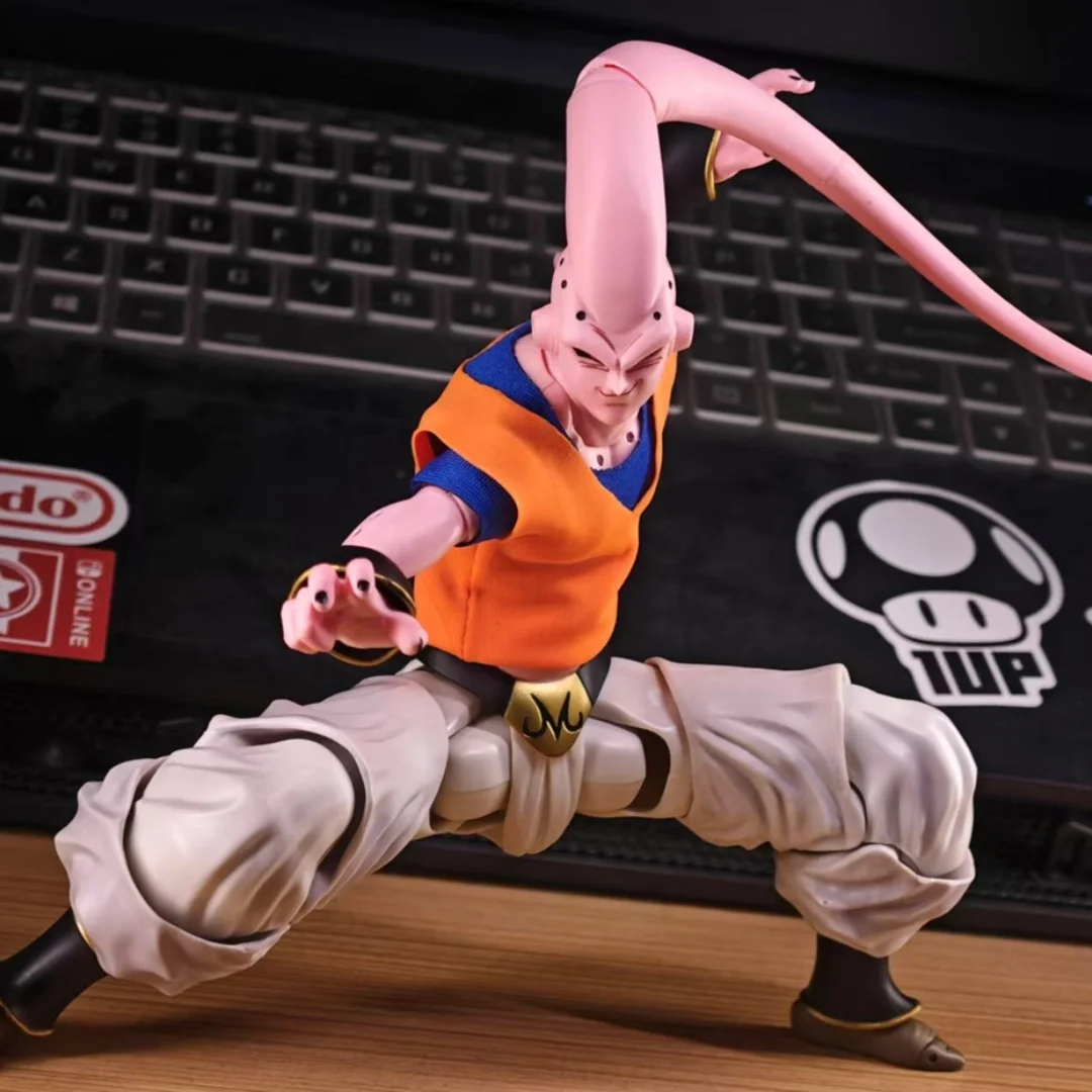Dragon Ball Shf Anime fatto a mano Majin Buu Son Gohan Uniforme da combattimento Blu Giallo Gilet Costruito in filo di ferro è adatto per i giocattoli 1/12