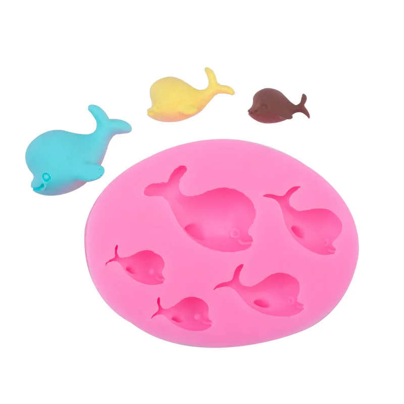 Three-dimensional Dolphin Fondant Silicone Mold, Soft Pottery Handmade Soap Cloth 15-214