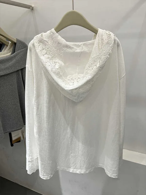 Sudadera Holgada con Cordones, Camiseta Larga, Top Casual de Primavera para Mujer, Estilo Coreano, Cómodo y Ajustado