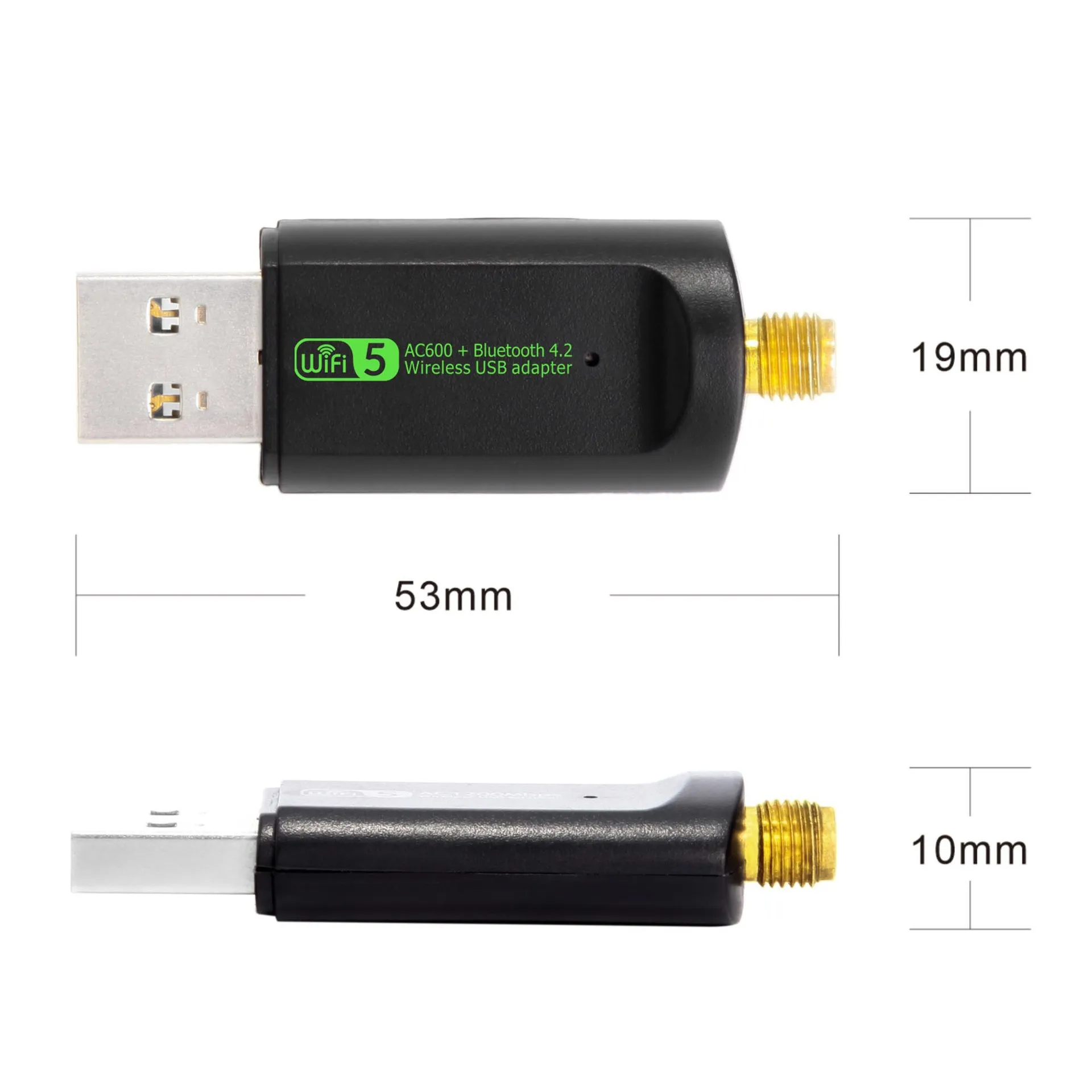 Adaptador de CA inalámbrico Bluetooth WiFi USB de doble banda 600M 2,4/5Ghz receptor externo inalámbrico Mini Dongle Wlan para PC/portátil/escritorio