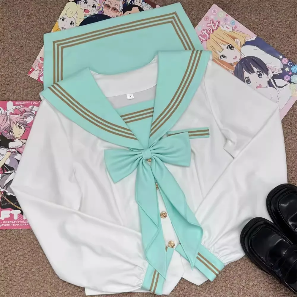 Nuevo traje de marinero verde claro uniforme escolar colegiala japonesa mujer marinero Fuku escuela secundaria coreana Seifuku vestido de marinero
