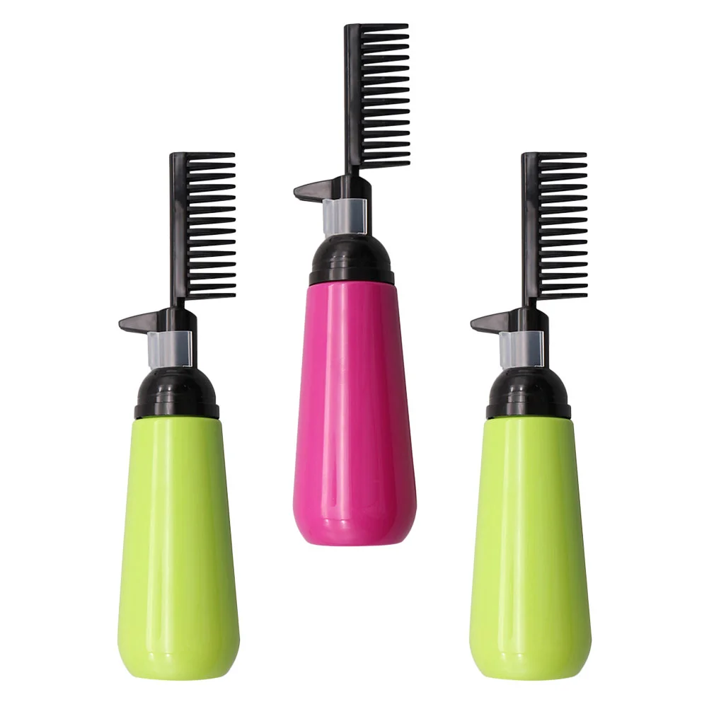 3 Pcs PET Plastic Color Comb Bottle Salon Dye Dispenser Hair Coloring Applicator Root Touch Up Kit Easy Use Eco Friendly Hair