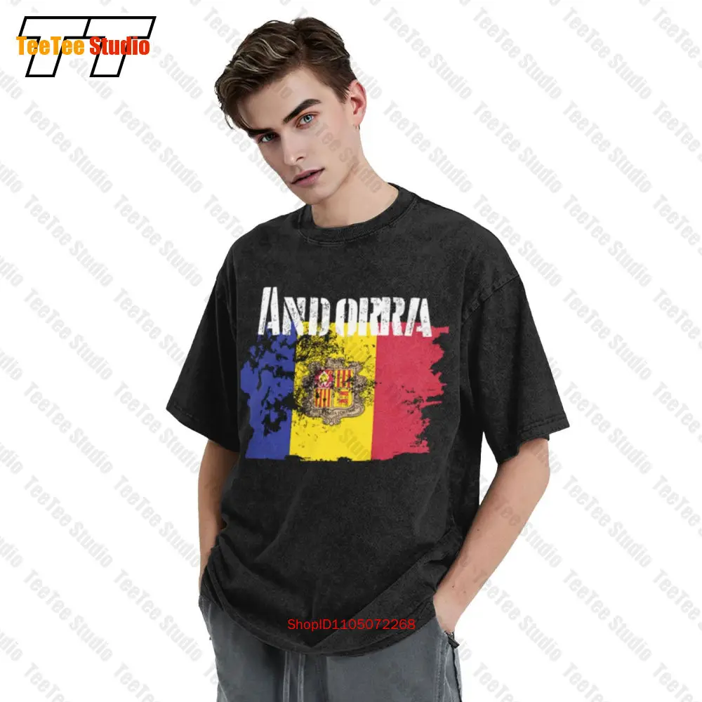 

Флаг Андорры Топ Карта города Валис Европейские Министерства Каталан Винтажная футболка унисекс ERJA