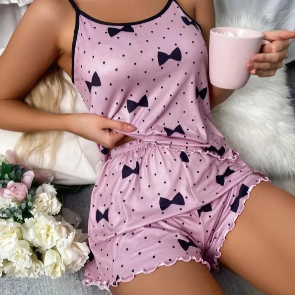 Silk Homewear With Cozy Loungwear Suits For Lounge Women sets Women\'s Pajamas Pajama Sets Casual Summer Camisole Undershirt Suit