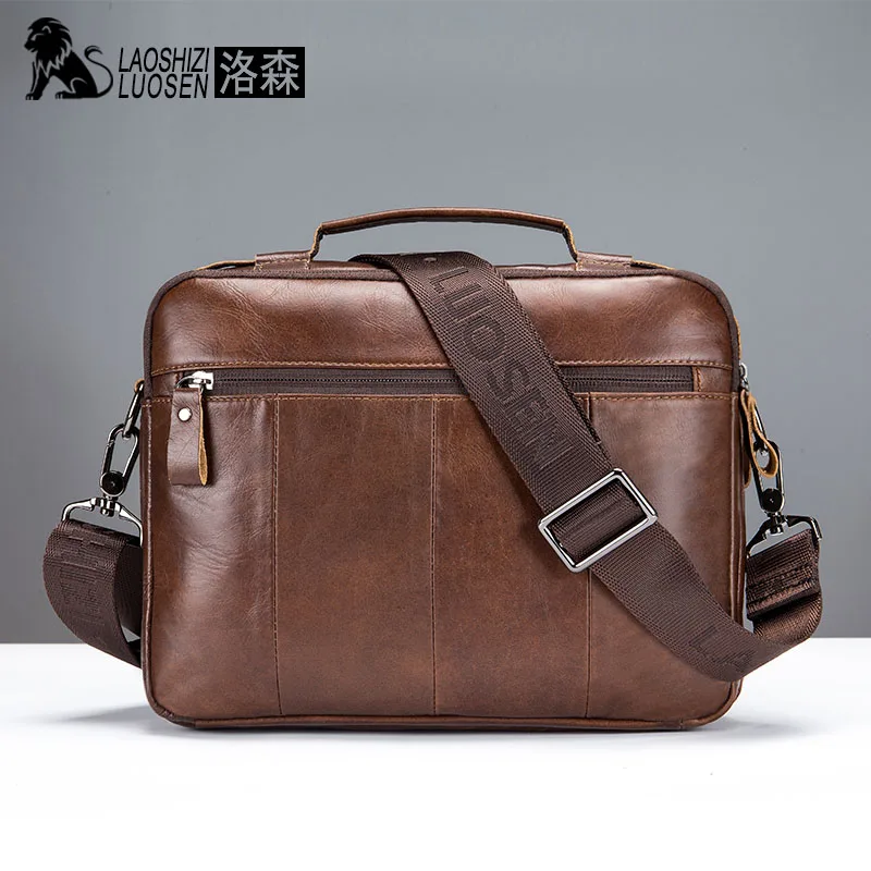 2026 الرجال جلد طبيعي خمر حقيبة ساع رجال الأعمال الكتف حقيبة كروسبودي جلد البقر الذكور حقائب السفر