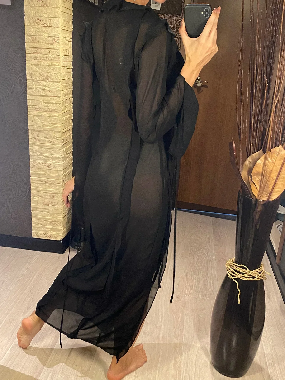 BWQ Deep V Neck High Split Long Dress Ruffles Beach Cover Up Bikini Cover-ups Beach Dress Beach Wear Beachwear Female Women