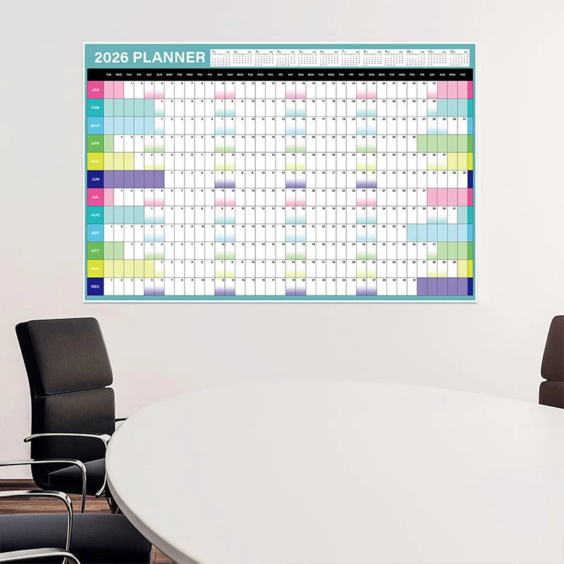 2026 New English Simple Table Calendar poster Paper big Calendar Dual Daily Scheduler Planner Yearly Agenda Office Plan