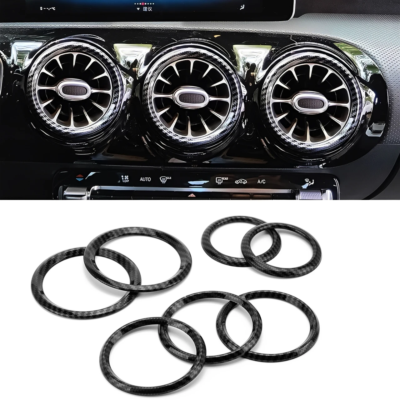 Auto Klimaanlage Trim Aufkleber Für Mercedes Benz EINE W177 B W247 GLB X247 CLA C118 GLA H247 2020-2025 Air Vent Outlet Ring Abdeckung