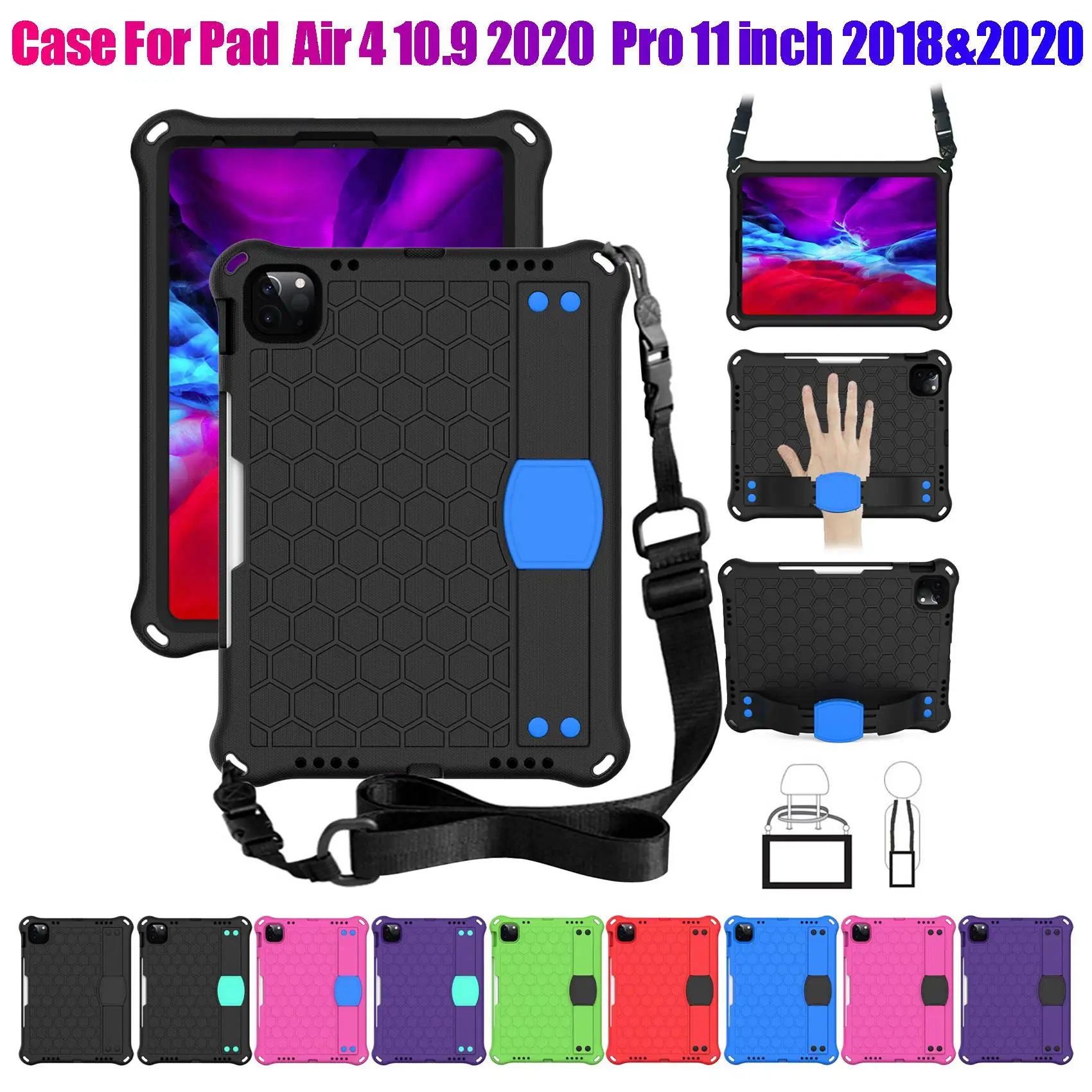 Case for iPad Air 4 10.9 2020 iPad Pro 11 Inch 2018&2020 Anti-Fall Protection Case with Tablet Stand(Green+Black)