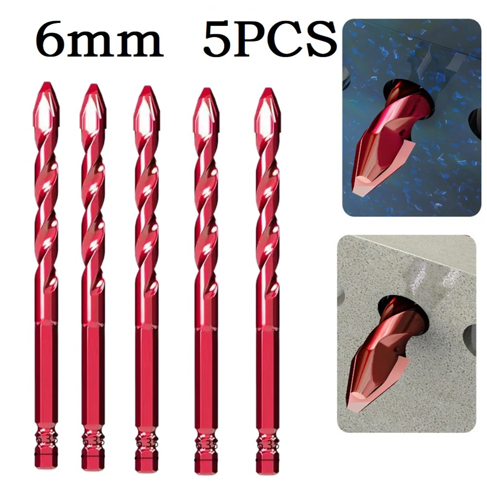 

5PCS 6mm Drill Bits Hex Shank Carbide Drilling For Wall Glass Wood Metal Tiles For Rechargeable Drills, Hand Drills And Bench