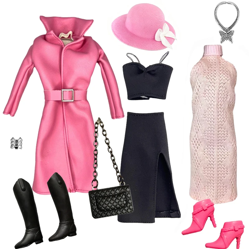 1/6 Scale Doll Clothes Fashion High Quality Dress Up Wool Coat Dress Tops Pants Set For 30cm Xianxian Supermodel Xinyi Doll Toy view 3