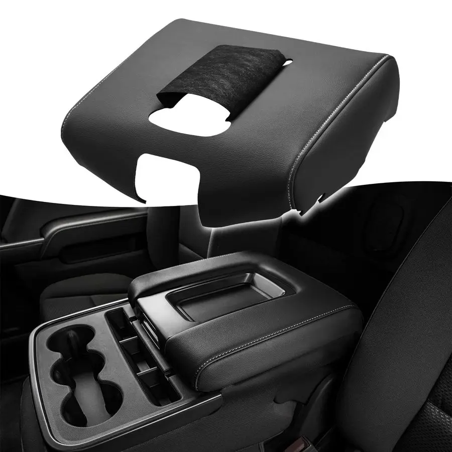

Auto Center Console Armrest Cover Replacement for Chevrolet Silverado amp GMC Sierra 1500 2500 3500 20142018, Vinyl Leather Midd