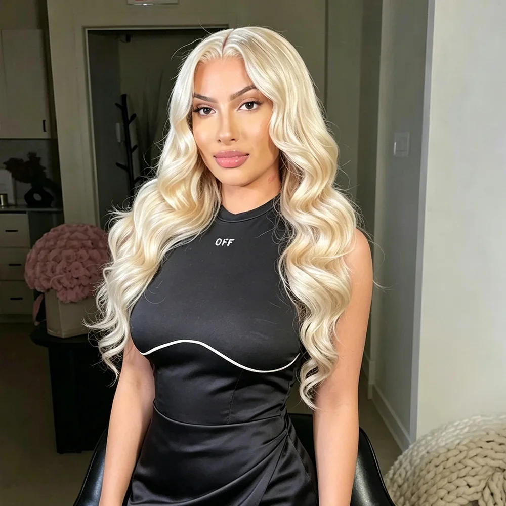 18 46 Inch 613 Honey Blonde Body Wave Brazilian Raw Human Hair Wig 13x4 HD Transparent Lace Frontal 200% Density Pre Plucked Colored Wigs For Women