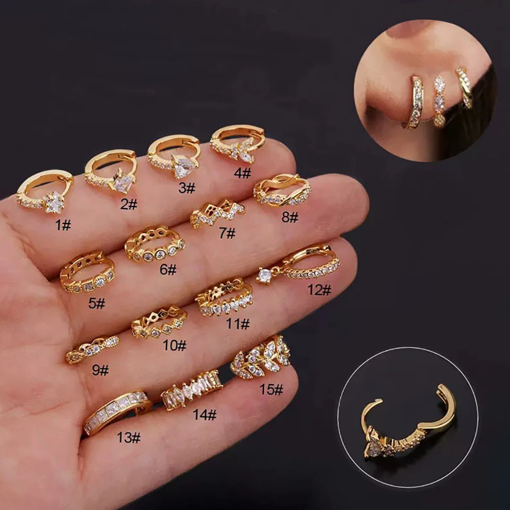 1 Piece Pure Titanium Ear Helix Cartilage Tragus Earring Women's Elegant little Crystal Butterfly Hoop Earring Piercing Jewelry