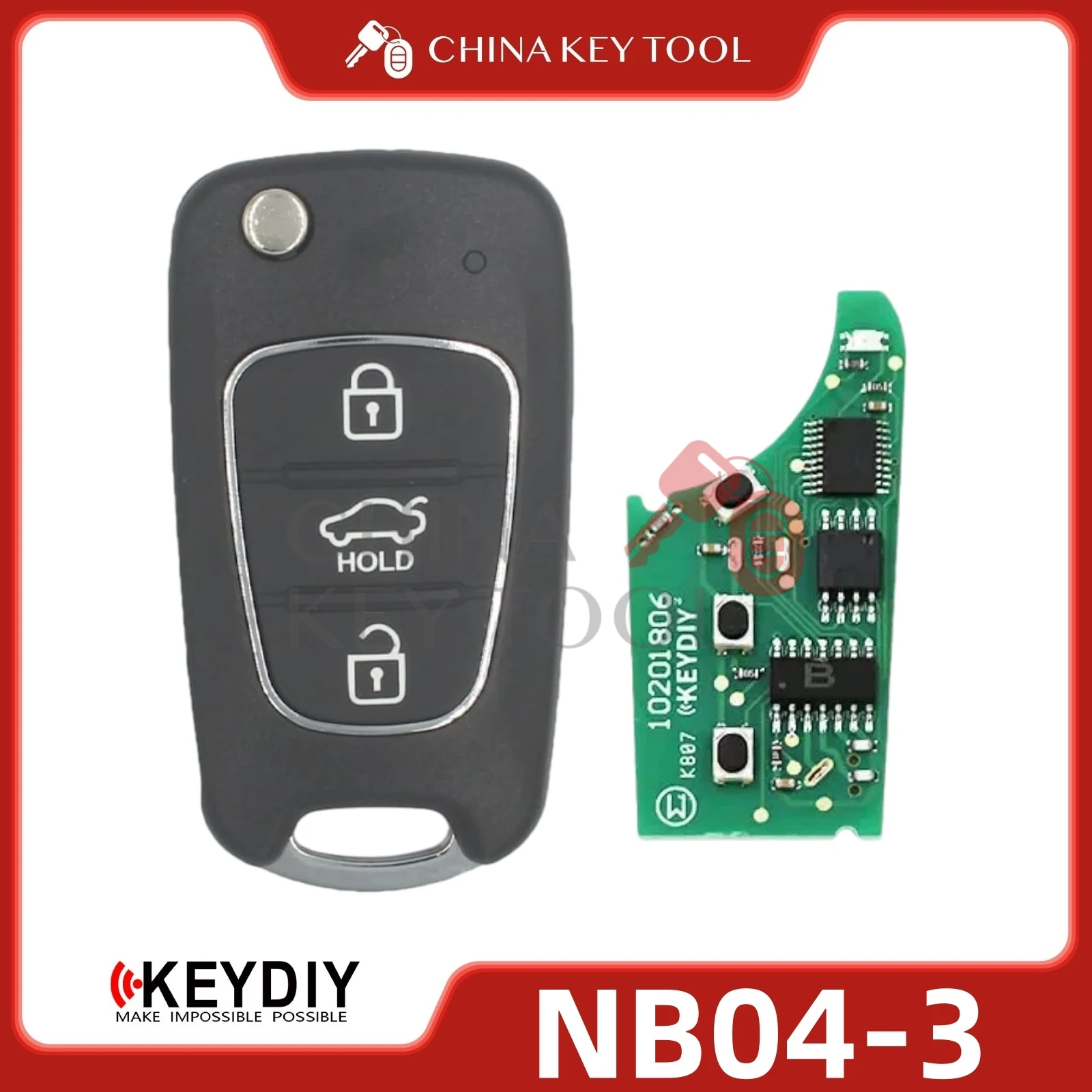 KEYDIY KD NB04-3 Universal Flip Remote Key PCF Compatible with Hyundai Kia Type Vehicles 3 Buttons without Transponder