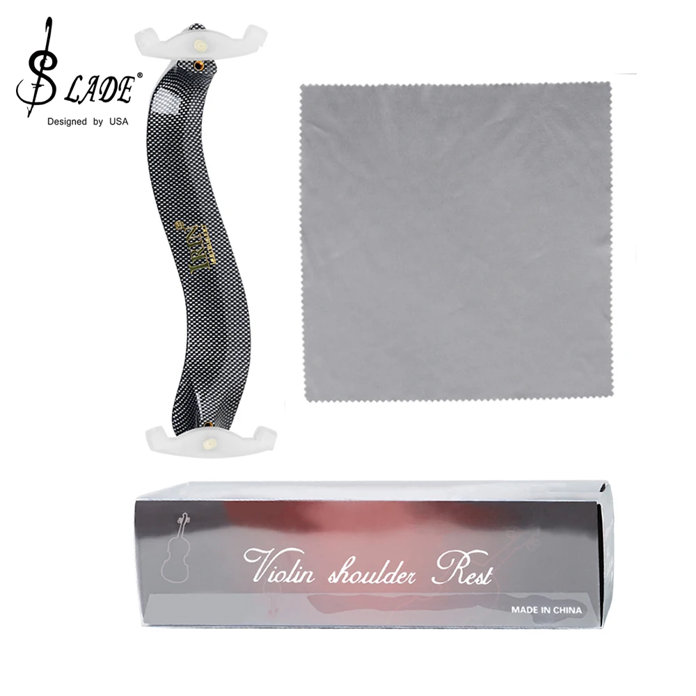 دعم الكتف الكمان من ألياف الكربون التقليد ، عالمي قابل للتعديل مع قماش نظيف ، أجزاء الوترية وملحقاتها ، 4 ، 4 ، 4 ، 3