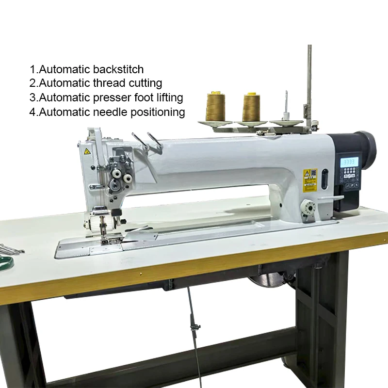 Industrial Flat-Bed Lock Sewing Machine Automatic High-Speed Double Needle New 50cm Arm Length for Manufacturing Plant Use