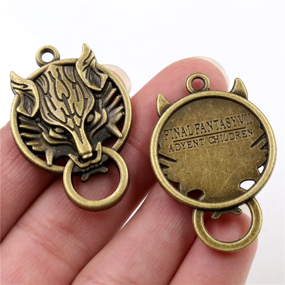 40x26mm 3pcs Antique Bronze Plated Lion Head Handmade Charms Pendant:DIY for bracelet necklace-R4-34