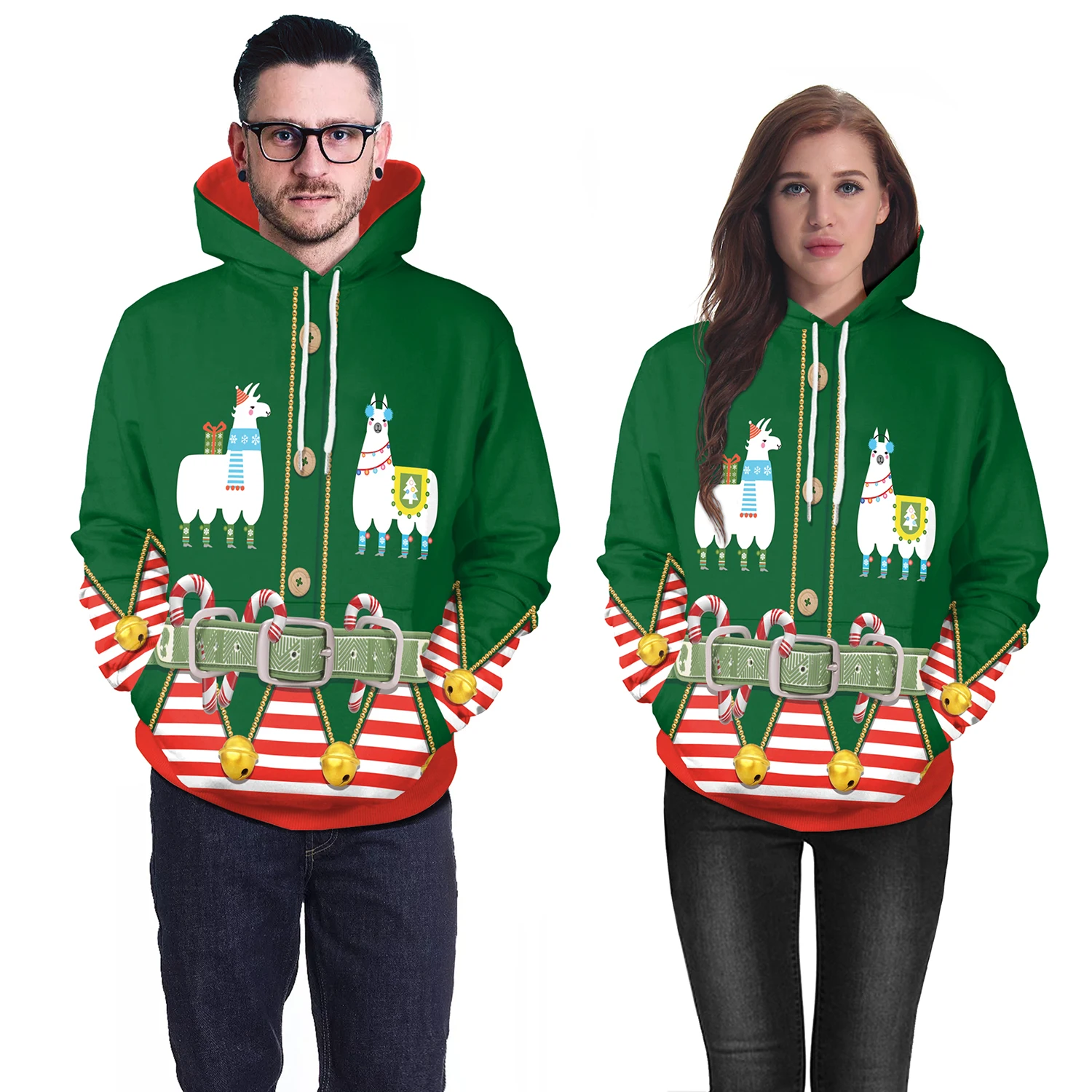 

Christmas Elk Sweatshirts Couple Oversized Hoodies Men Women Comfortable Casual Pullover Party Hooded Streetwear Y2K Clothing