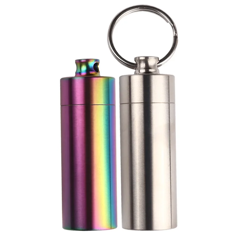 Stainless Steel Waterproof Pill Bottle Mini Pill Box Portable Pill Bottle Sealed Warehouse Outdoor Portable Equipment