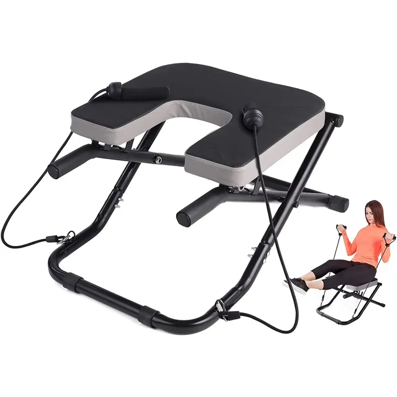 Foldable Yoga Chair With Resistance Band Headrest Bench For Home Gym Fitness Equipment Strength Training Workout Gear