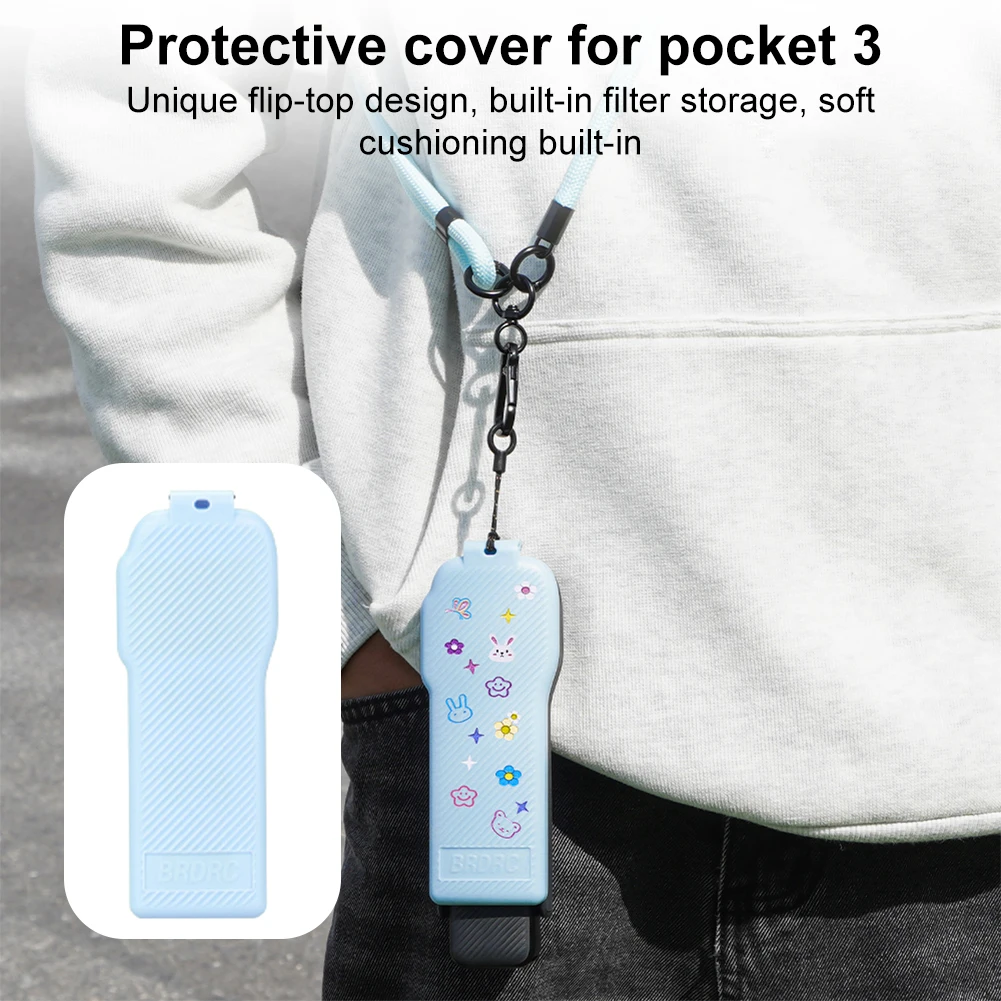 Para DJI Osmo Pocket 3 funda protectora anticaída cubierta con tapa con cordón carcasa protectora accesorios de cubierta protectora