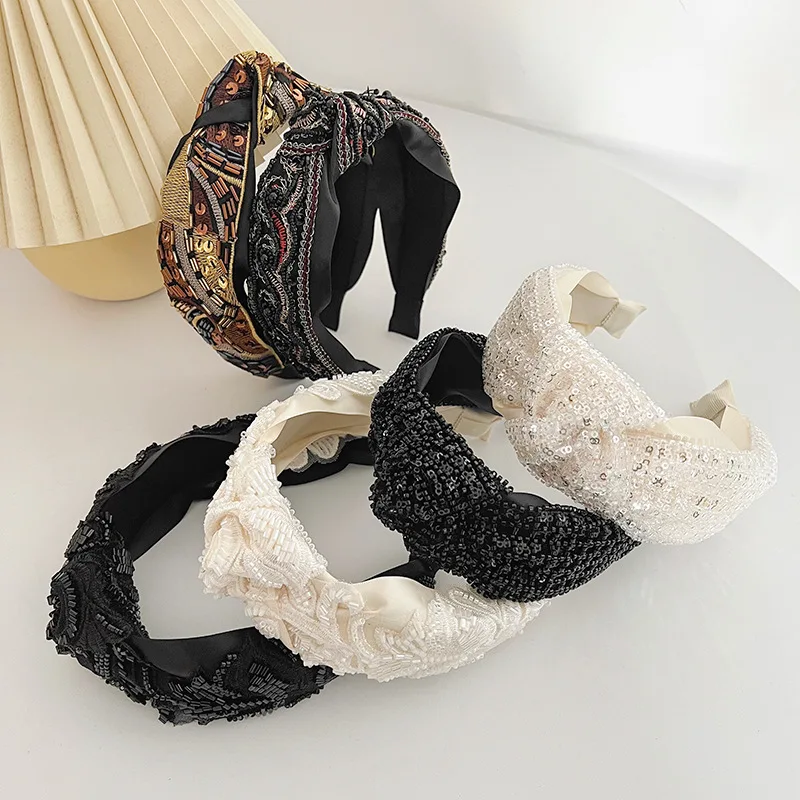 

Bohemian Knitting Beads Handmade Knot Hairband Headband Adult Hair Accessories Hair Jewley