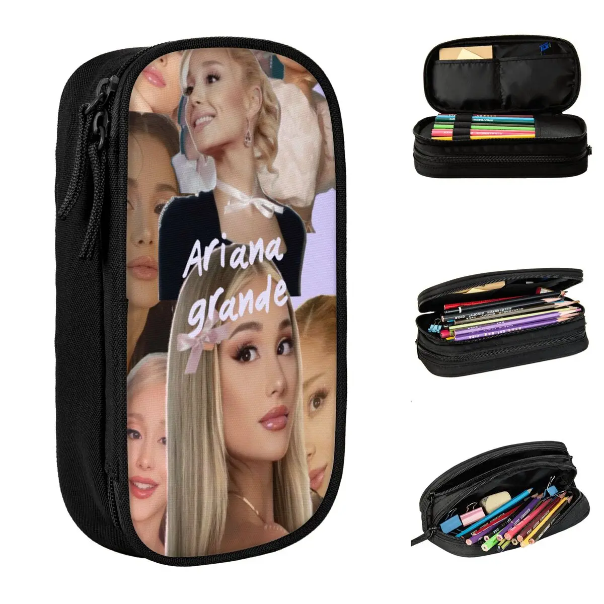 

Ariana Grande Music Singer Fan Подарочная коробка для ручек Двухслойная большая емкость Канцелярские товары Пенал Канцелярские принадлежности Удивительный подарок
