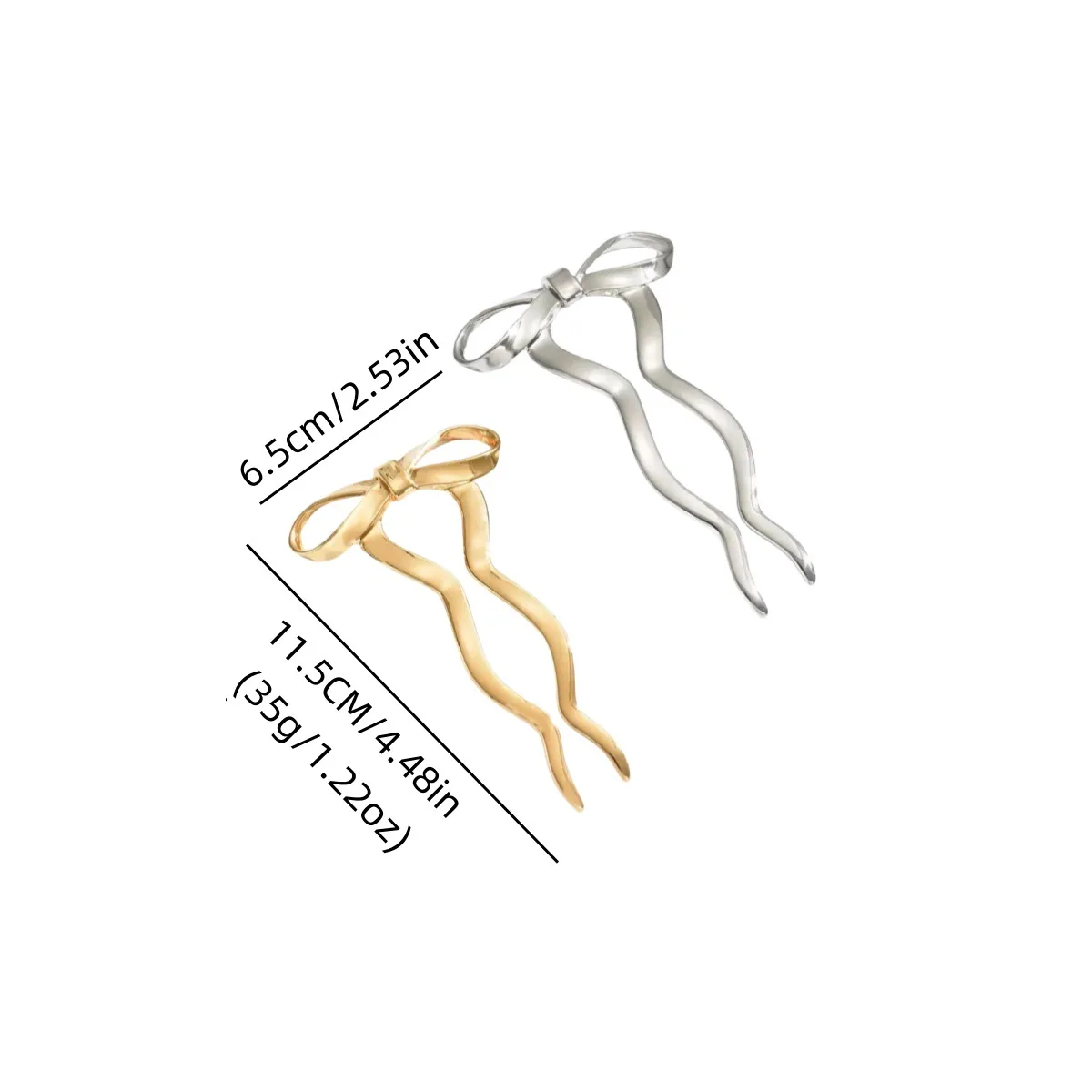 Pince à cheveux élégante avec nœud doré, support minimaliste en épingle à cheveux en métal, bâton à cheveux en forme de U de Style français pour femmes