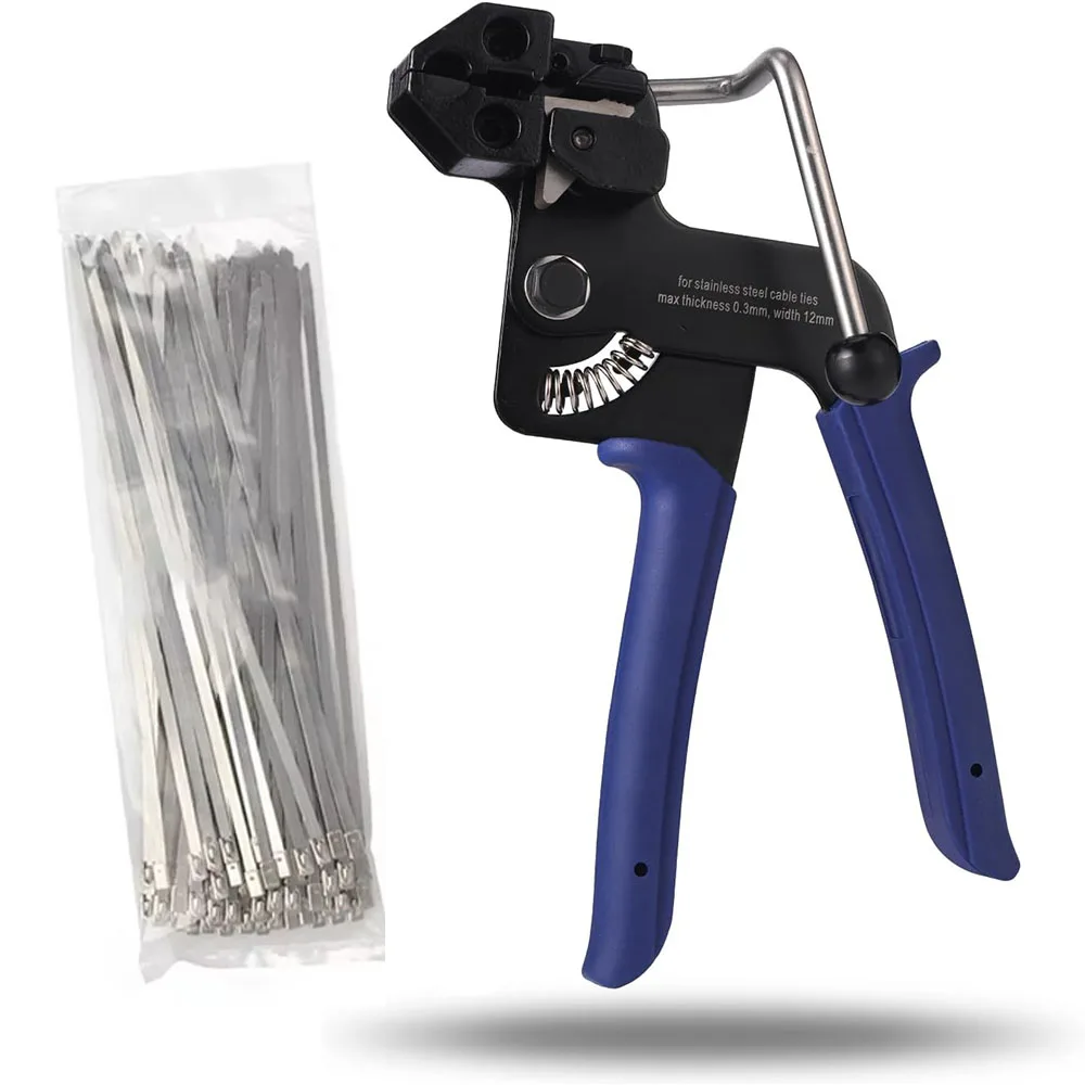 Cable Ties Plier Stainless Steel Locking Tie Hand Wrap Tool Multi-Purpose Cutting Tension Automatic Zip Tie Gun Durable