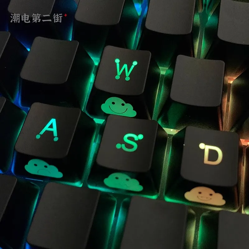 1 Set Lightning Kids Transparent Keycaps ABS WASD Arrow Key Caps OEM/Cherry Profile Keycap For MX Switch Keyboard