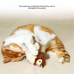 Brinquedo de pelúcia elétrico do gato interior usb recarregável música batendo pássaro interativo brinquedos do gato provocando automático vara suprimentos para animais de estimação