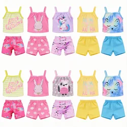Doll Clothes Kawaii Unicorn/Animal Print T-shirt+Shorts For 43Cm Rebirth Doll 18 Inch Baby Doll DIY Toy Gifts,Our Generation