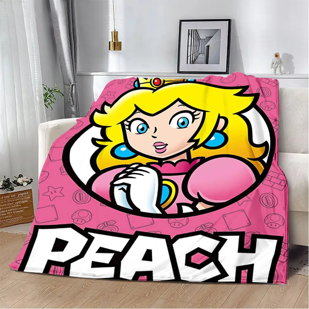 Super Mario Peach Princess Printed Blanket Picnic Blankets Warm Blanket Soft and Comfortable Blanket Home Travel Birthday Gift