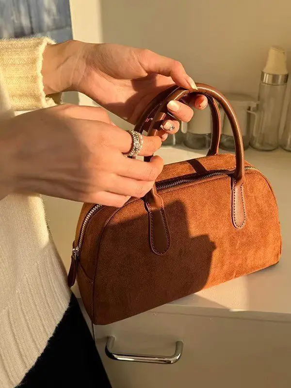 

Сумка-бочонок Browan из замши, женская, осень-зима 2026, в корейском стиле, высококачественная, повседневная, простая, элегантная