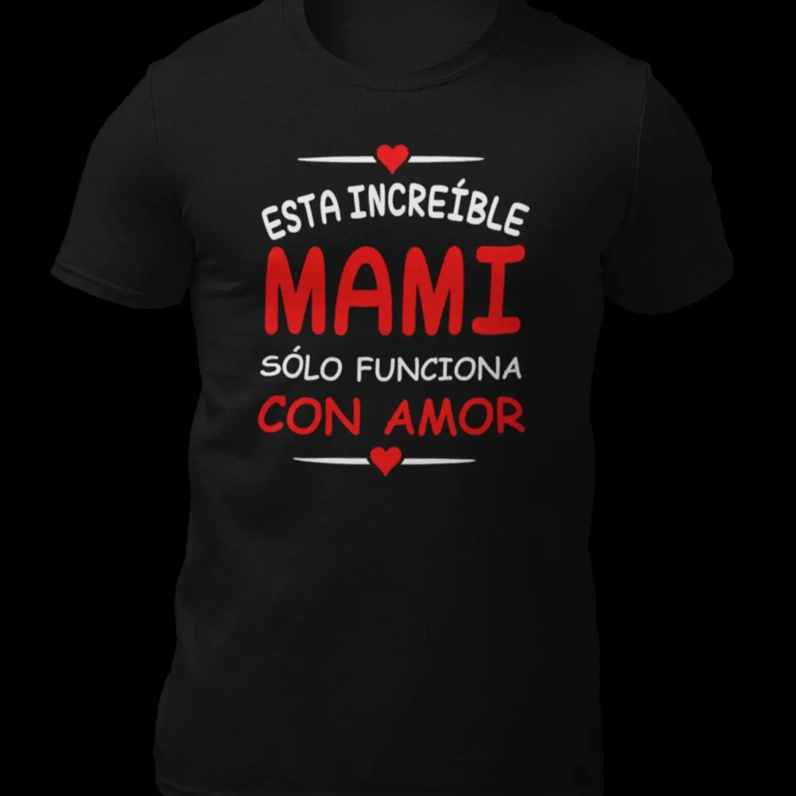 CAMISETA INCREÍBLE MAMI AMOR ROJO TALLA UNISEX, Camiseta Vintage Lavada, Cómoda, Versátil, Suave, Unisex, Casual, Elástica