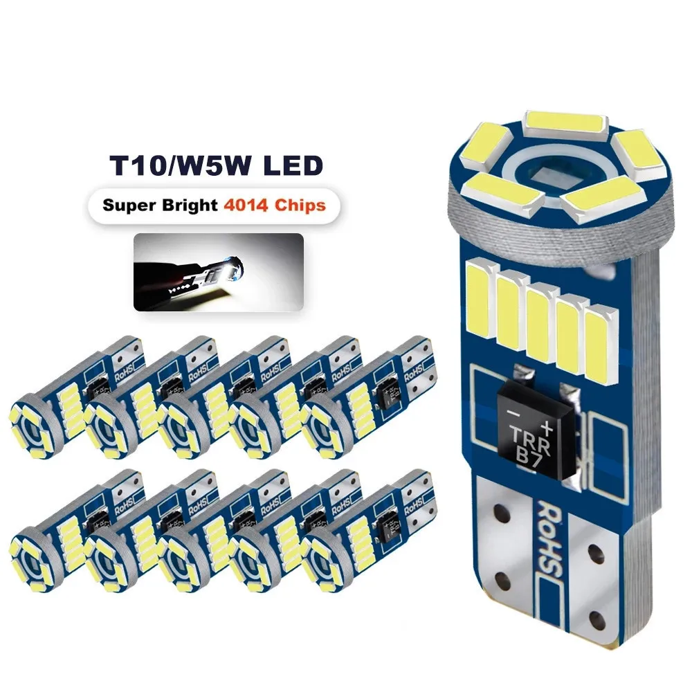 

100 шт. W5W Canbus Led 194 168 T10 4014 15smd Luz Luces Внутреннее освещение номерного знака автомобиля T10 Светодиодная лампа Canbus Парковочный свет