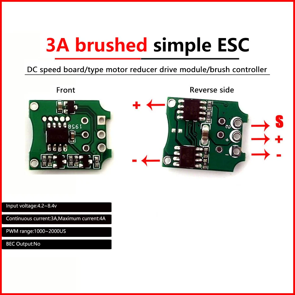 1A/3A brushed motor speed controller Micro motor drive module Mini DIY bidirectional forward and reverse brushed ESC Simple ESC