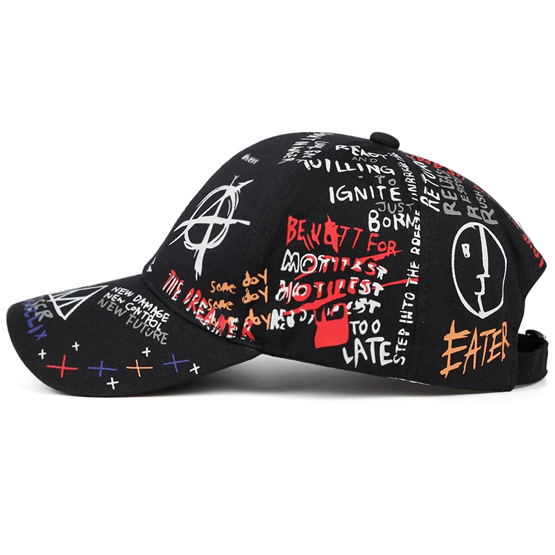 New graffiti printing baseball cap 100%cotton fashion casual hat men and women adjustable sun caps hip hop dad hats