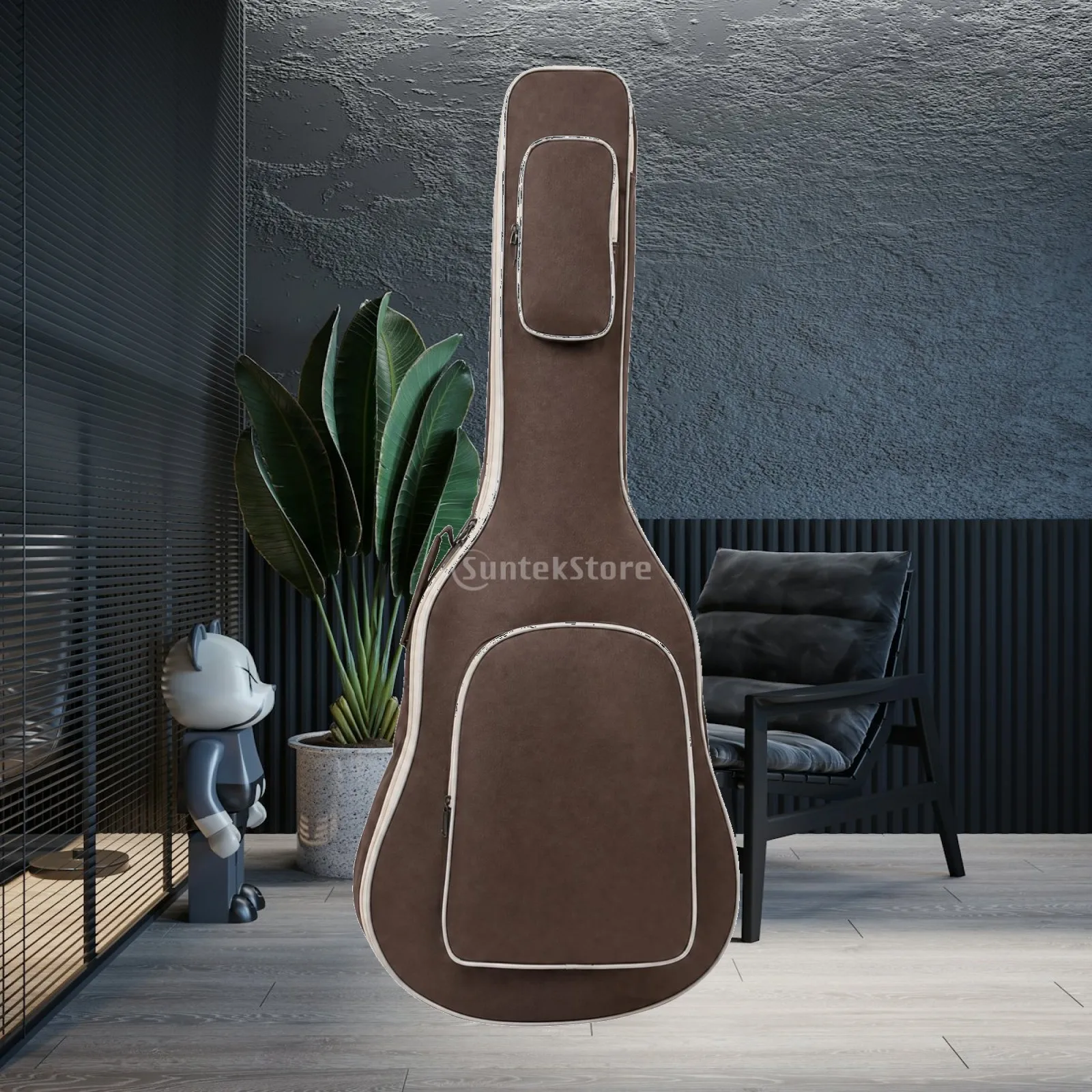 Acoustic Guitar Gig Bag Padded Guitar Bag with Front Pockets Adjustable Sturdy for Musicians, Rehearsals, Performances