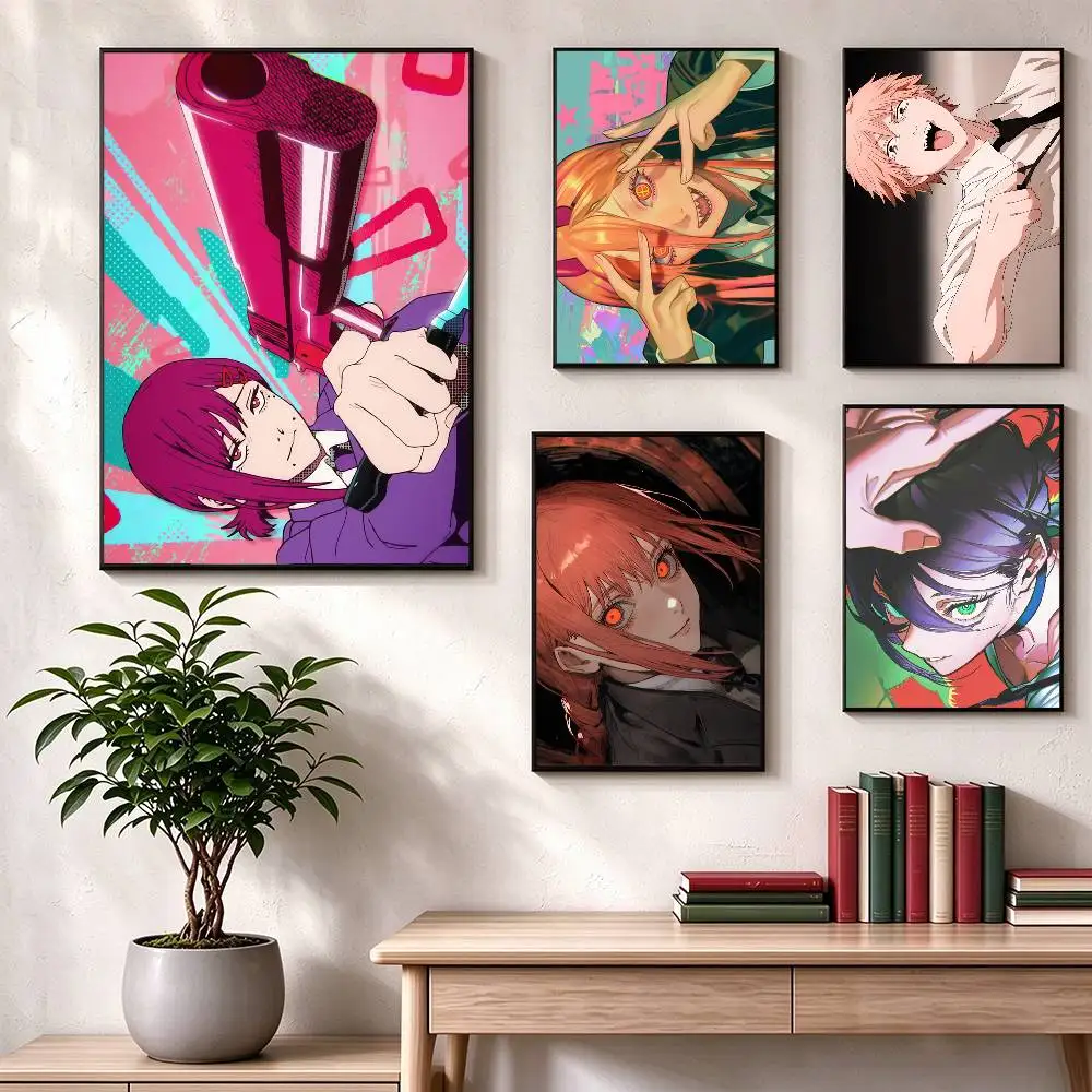Hot Anime C-Chainsaw M-Man  Poster Waterproof Wall Art Sticker For Bar Living Room Vintage Decor High Quality Print Gift