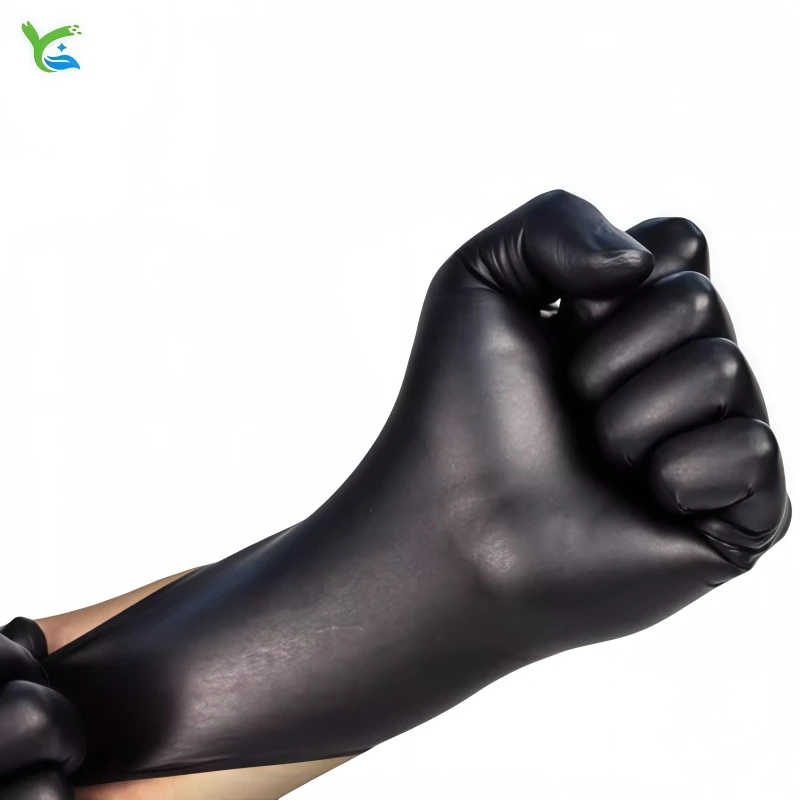 Disposable composite nitrile PVC gloves black thickened durable suitable for beauty catering household use protective gloves