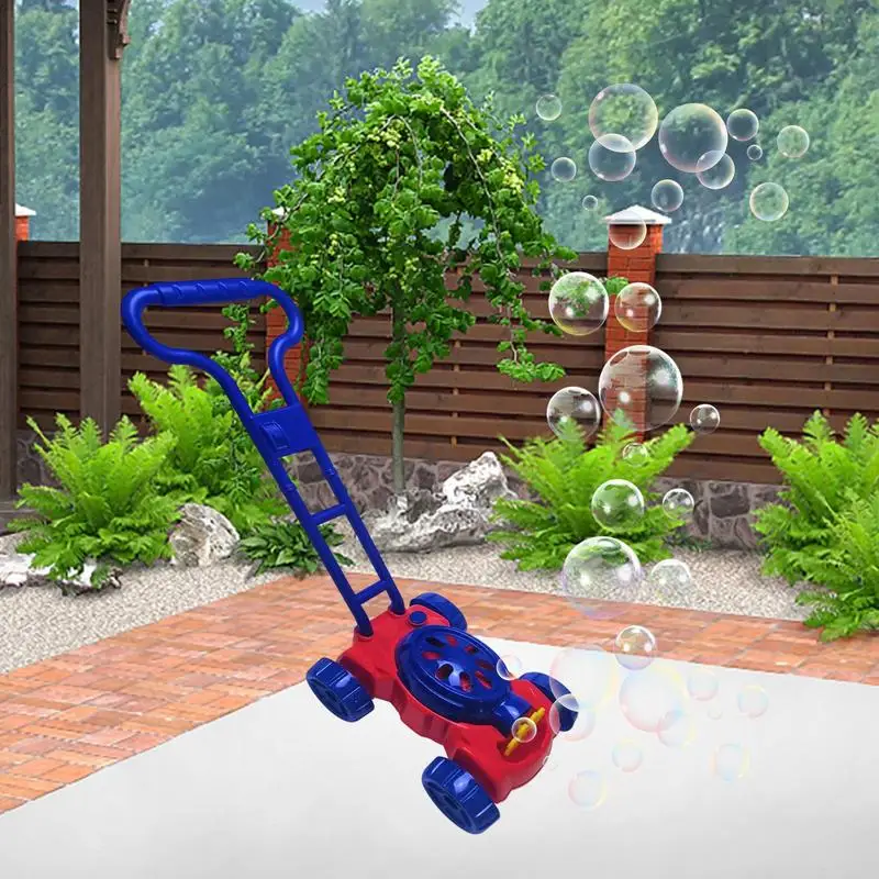 Cortador de bolhas eletrônico walker para crianças máquina sopradora de bolhas com música jardinagem empurrar cortador de grama brinquedos para crianças