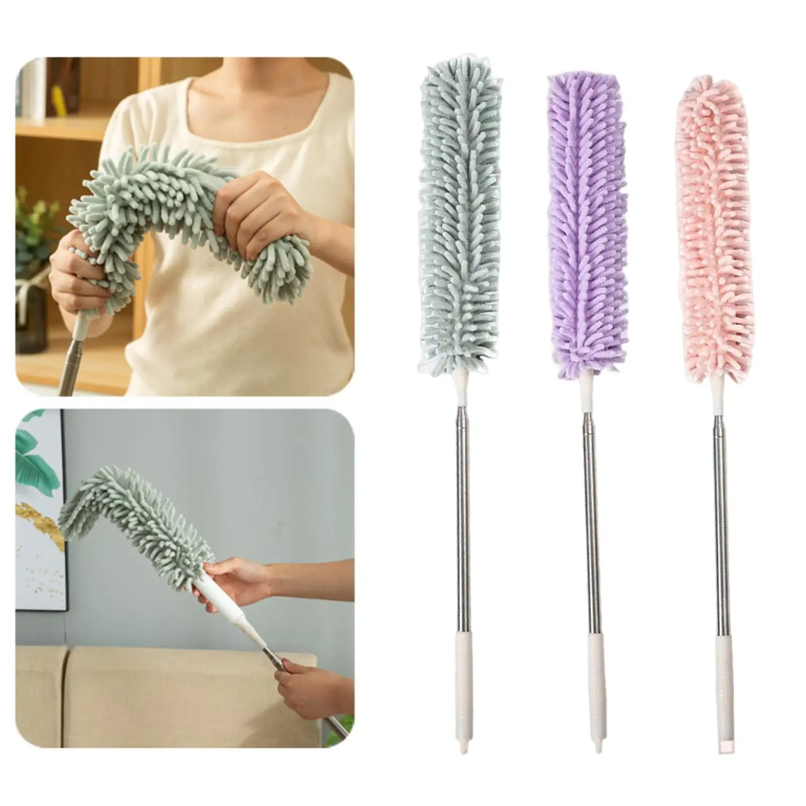 Spolverino da soffitto retrattile da 2,5 m Spolverino lavabile a mano Spolverino pieghevole in ciniglia per la pulizia della finestra dei mobili della ventola