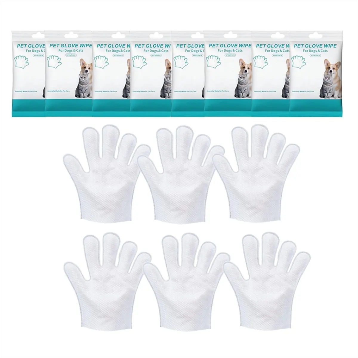 2026 Trend 48 PCS Pet Bathing Wipes for Dogs & Cats, Washing Gloves, Cleaning & Deodorizing Grooming Gloves