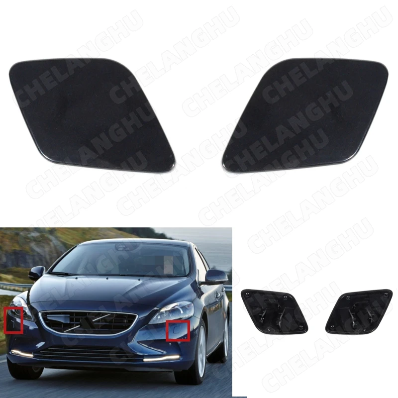 

1Pair Front Headlight Washer Lift Cylinder Spray Nozzle Jet Cleaner Cover For Volvo V40 2014 2015 2016 Car Accessories Cap